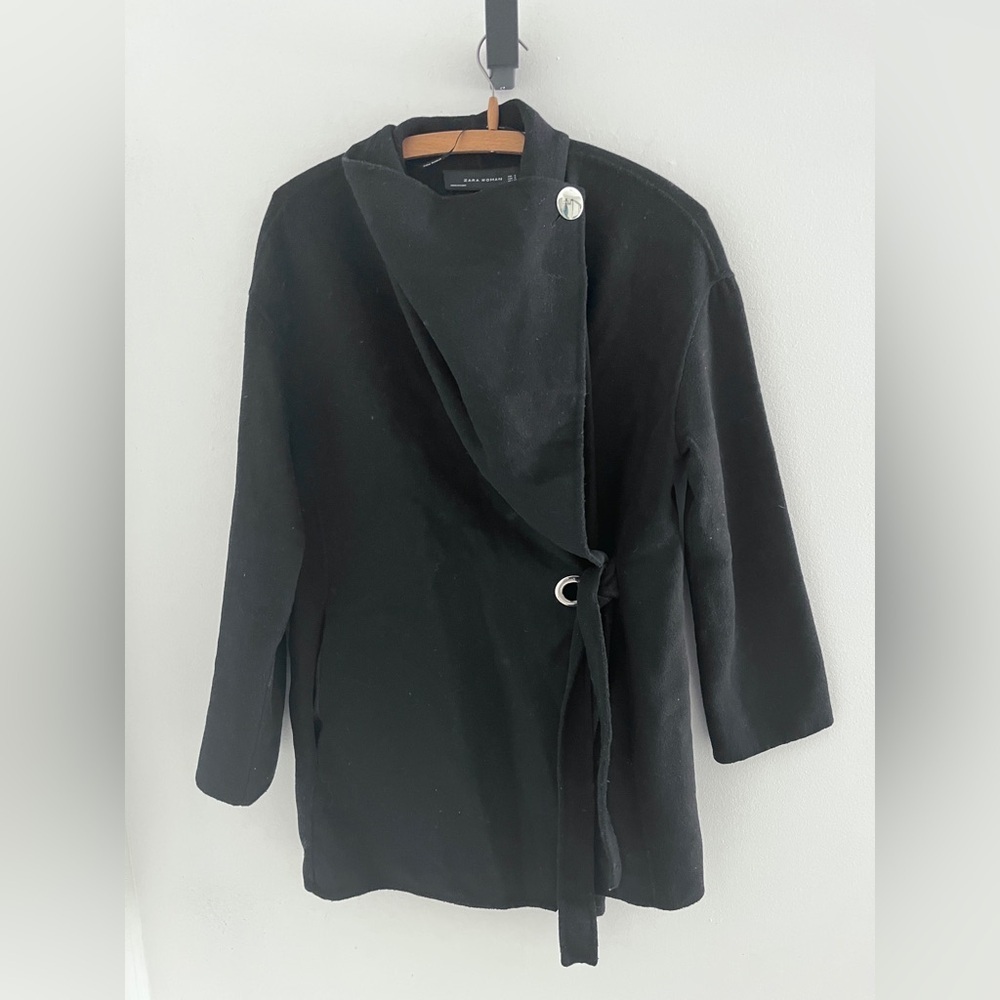 Zara wool blend Elegant Black Women's Coat size small